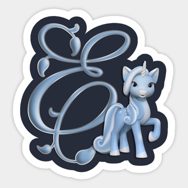 Monogram E Custom Unicorn Sticker by AlondraHanley